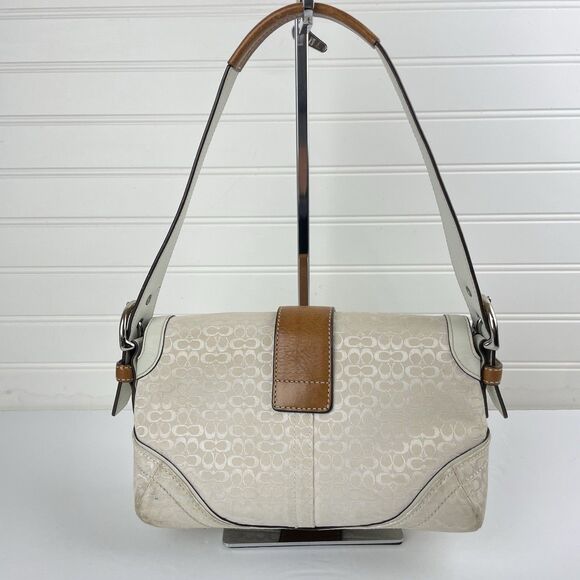 Coach Y2K White Signature Canvas Brown Leather Mini Soho Hobo Shoulder Bag #1444 - Picture 8 of 17